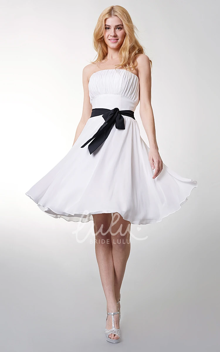 Empire Strapless Bridesmaid Dress with Bow in Chiffon