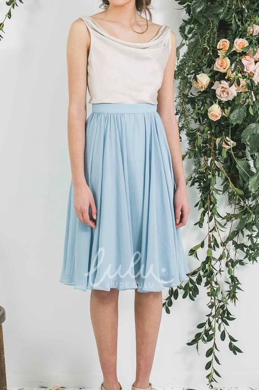 Knee-Length Pleated Chiffon Bridesmaid Dress Sleeveless Cowl Neck