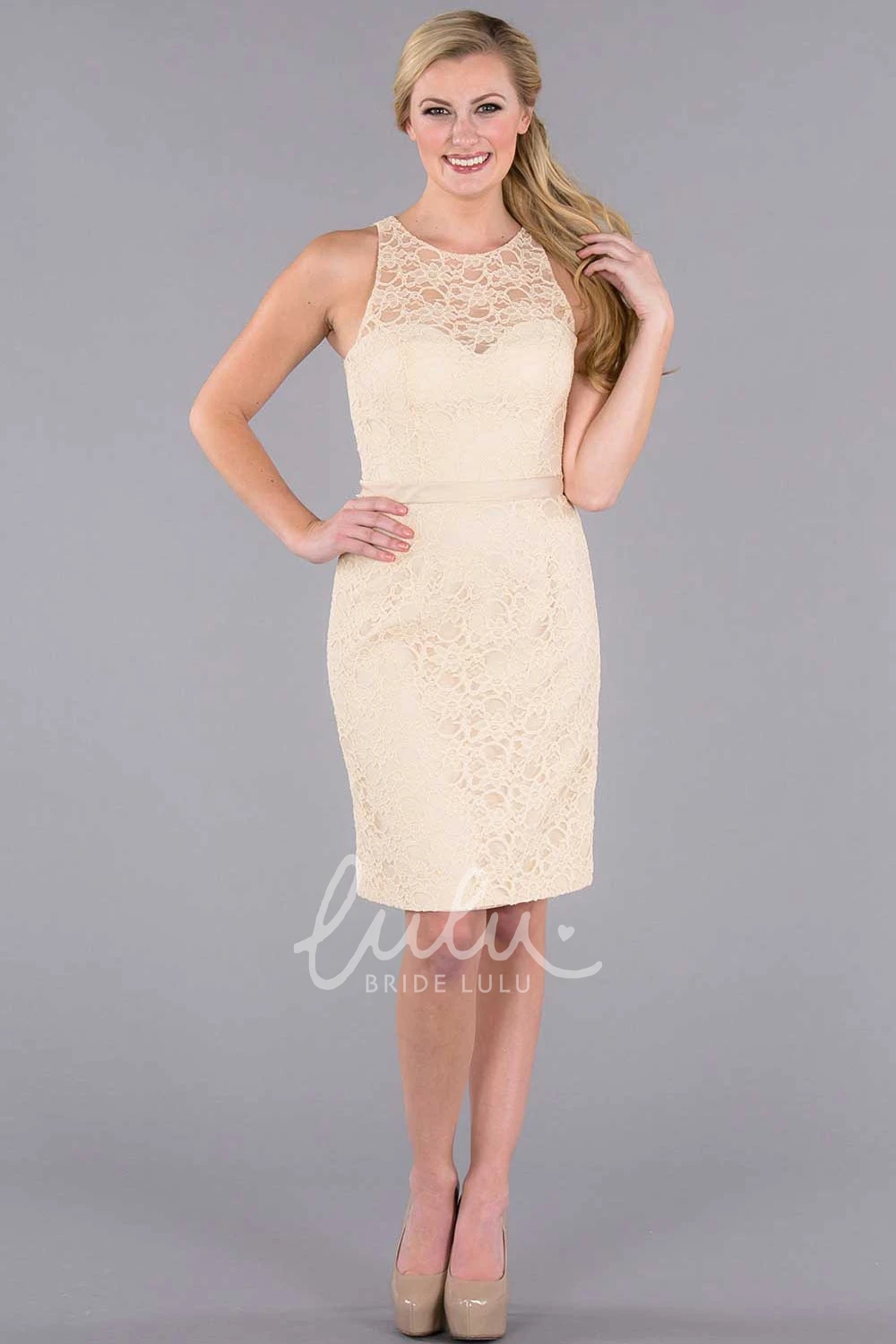 Lace Bridesmaid Dress with Illusion Unique Bridesmaid Dress