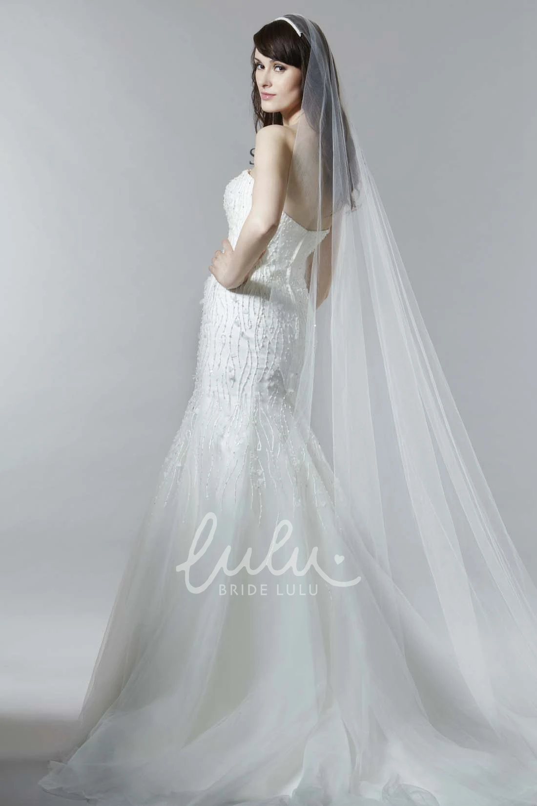 Sweetheart Beaded Mermaid Tulle Wedding Dress Maxi Length