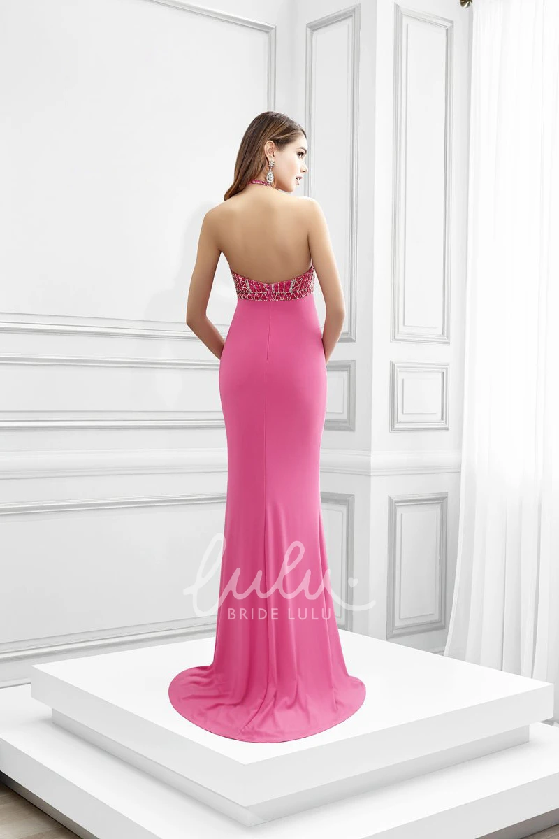 High Neck Beaded Jersey Maxi Prom Dress Classy 2025 Dress for Women