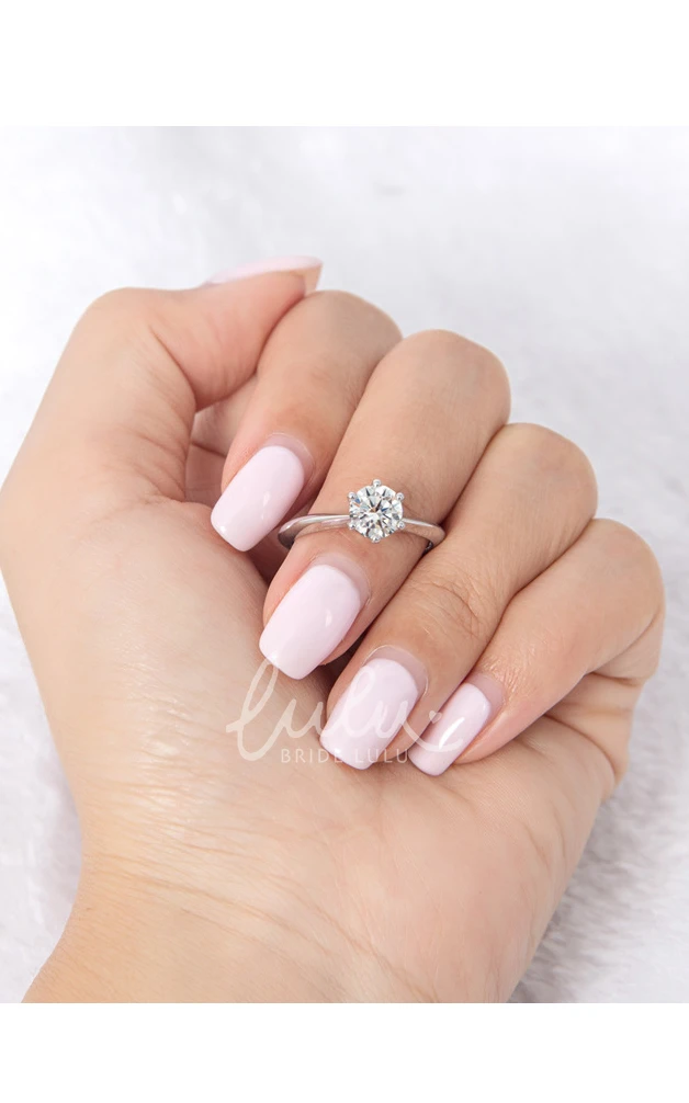 Solitaire Round Cut 925 Silver Wedding Rings