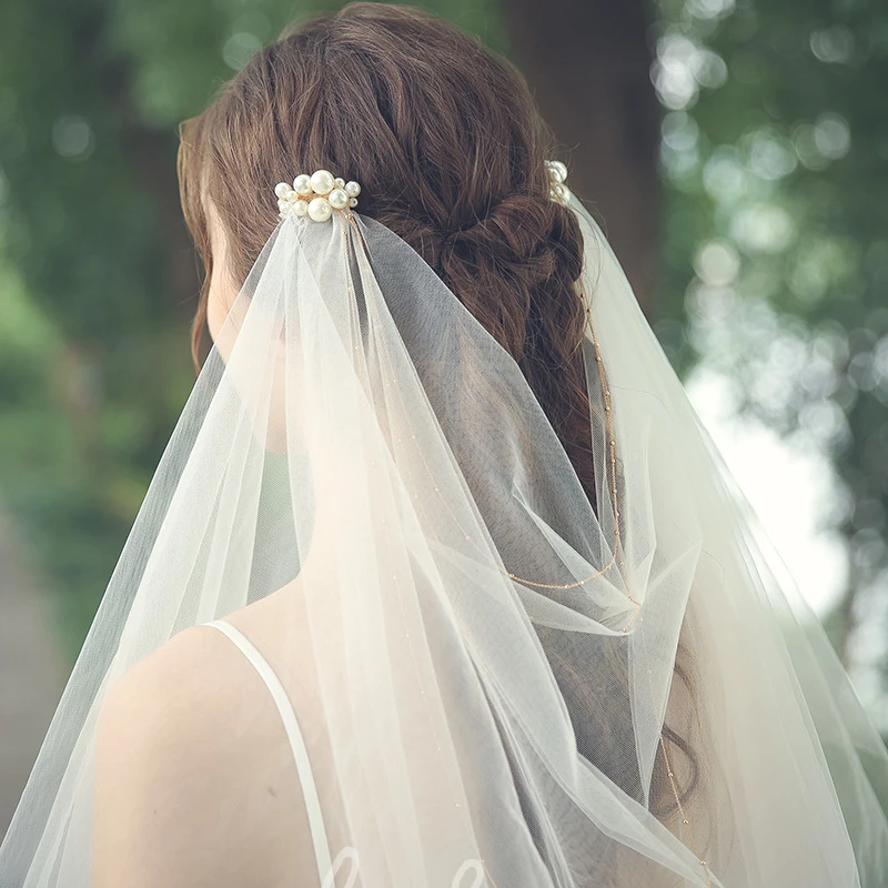 Elegant Tulle Elbow Veil with Beads