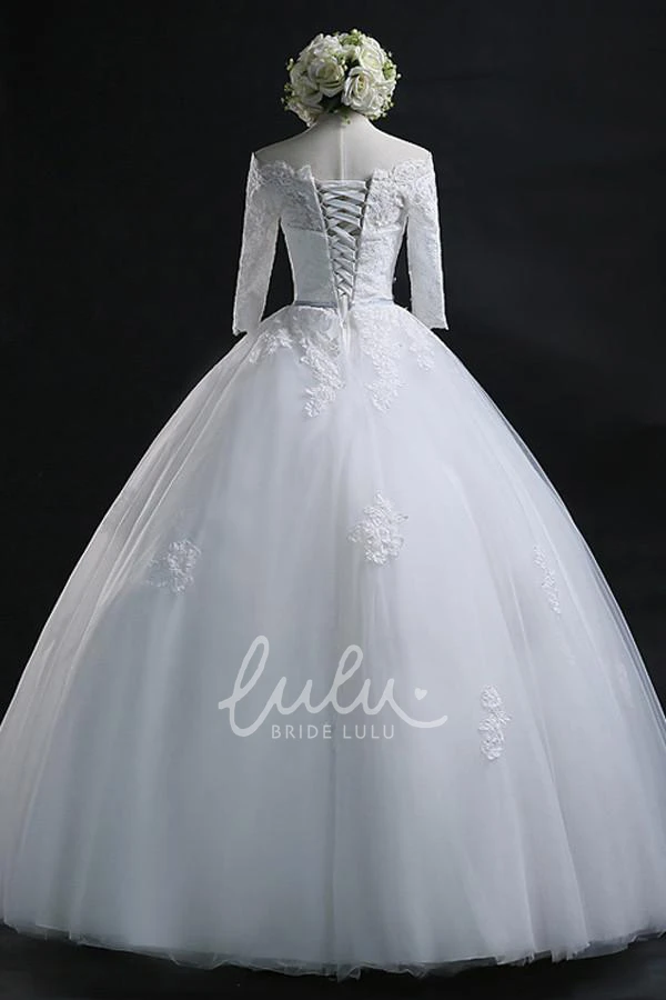 Off-the-shoulder Lace Ball Gown Corset Back Wedding Dress Unique Bridal Gown