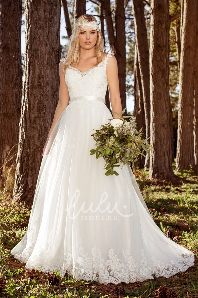 Lace Applique Court Train Chiffon A-line Wedding Dress