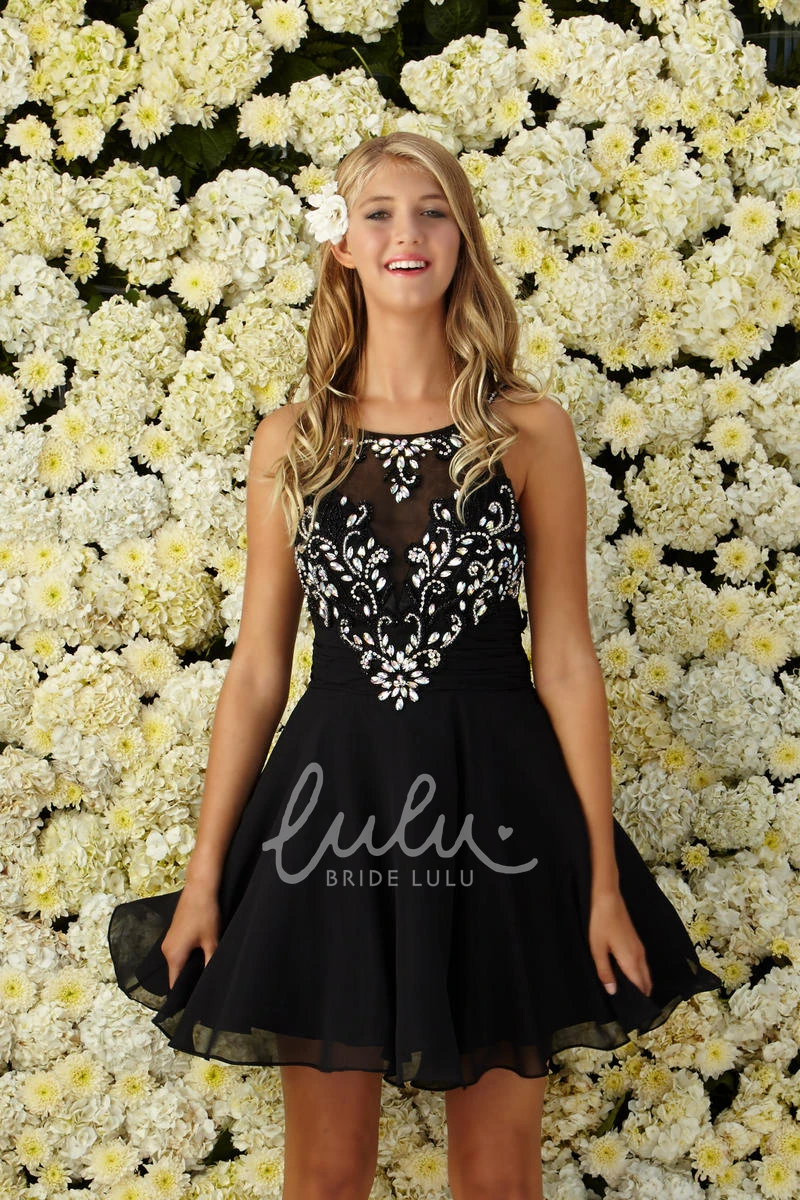 Short Sleeveless A-Line Chiffon Bridesmaid Dress with Beading