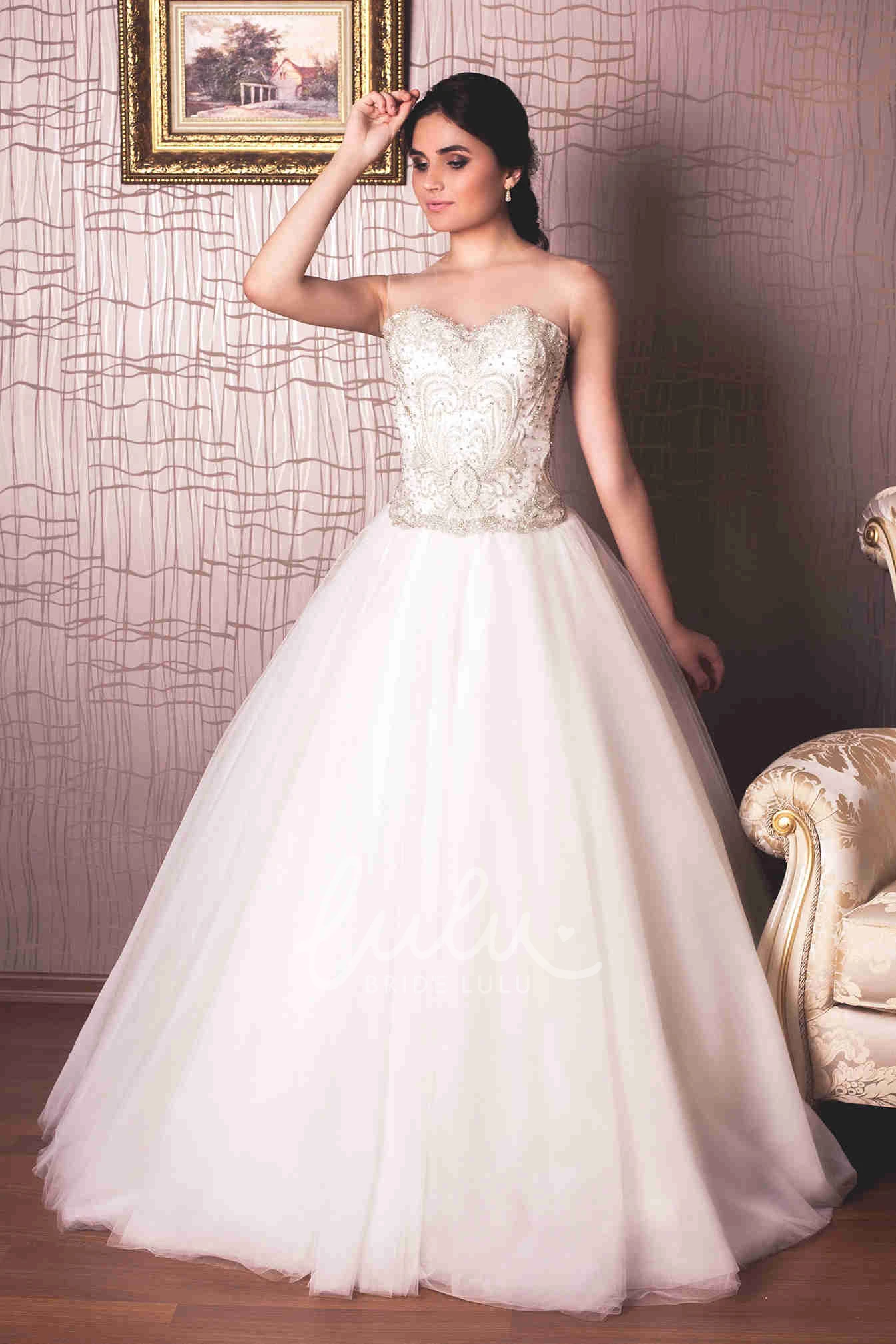 Sweetheart Tulle Wedding Dress with Illusion Ball Gown Style
