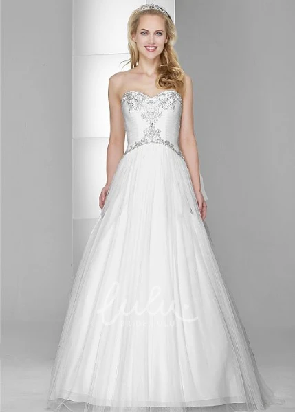 Ruched Tulle & Satin Warm Wedding Dress with Beading A-Line