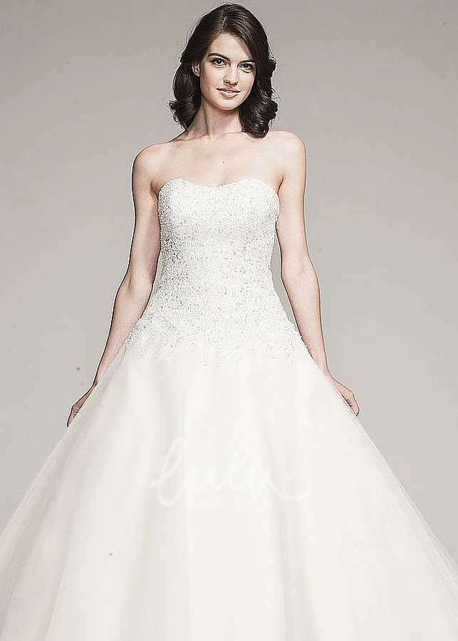 Beaded Tulle Ball Gown Wedding Dress with Strapless Neckline