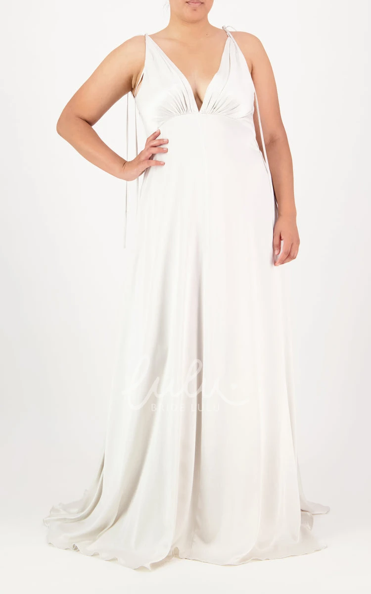 Casual Plunging Neckline A-line Bridesmaid Dress with Open Back Charmeuse & Unique