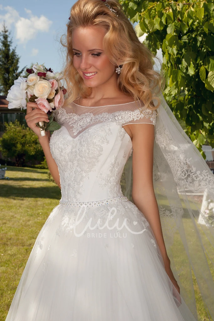 Appliqued Tulle Wedding Dress Sweetheart Maxi Corset Back