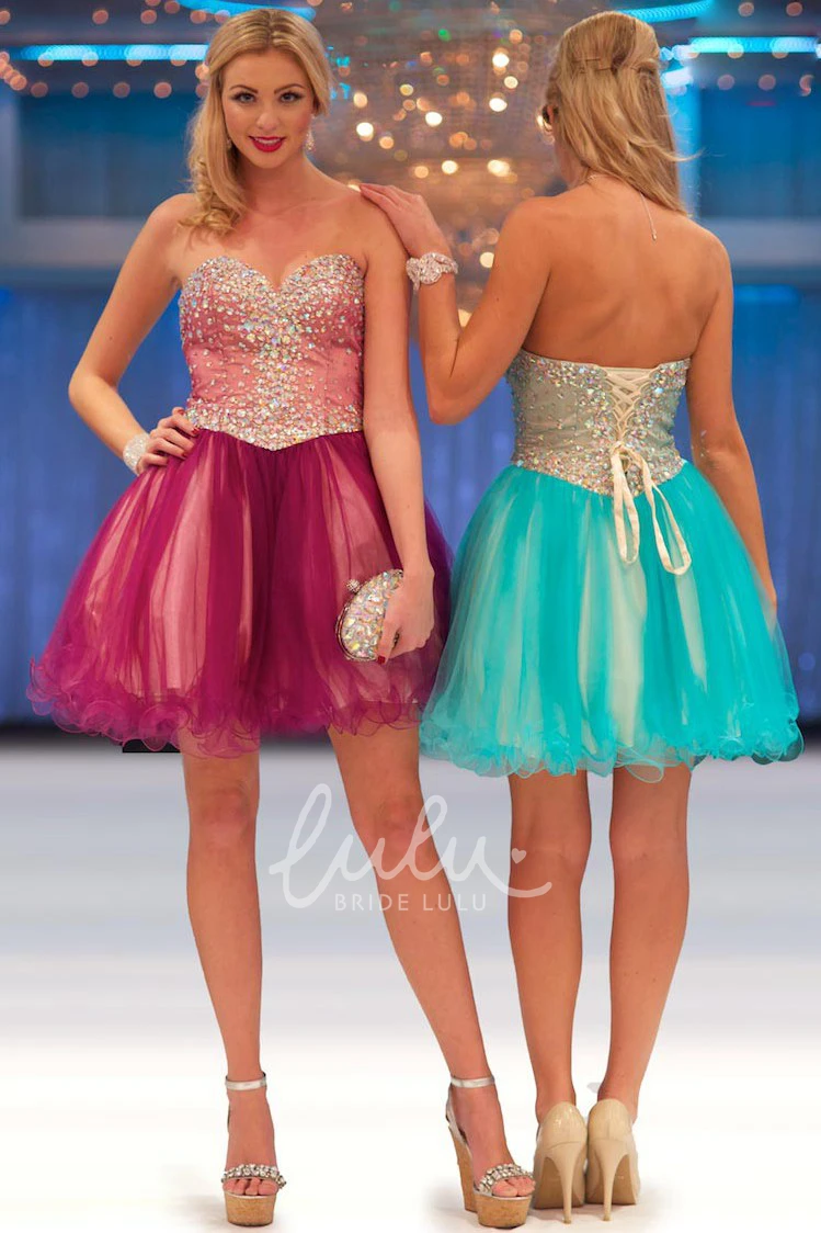 Beaded A-Line Strapless Prom Dress with Tulle Skirt
