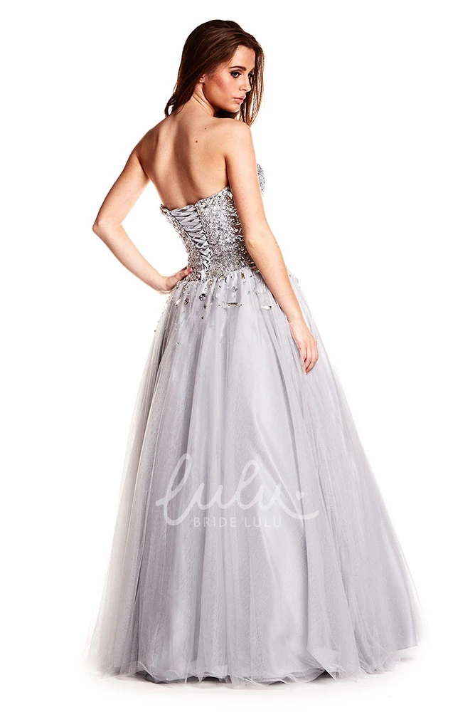A-Line Sweetheart Beaded Prom Dress with Sequins & Tulle Floor-Length