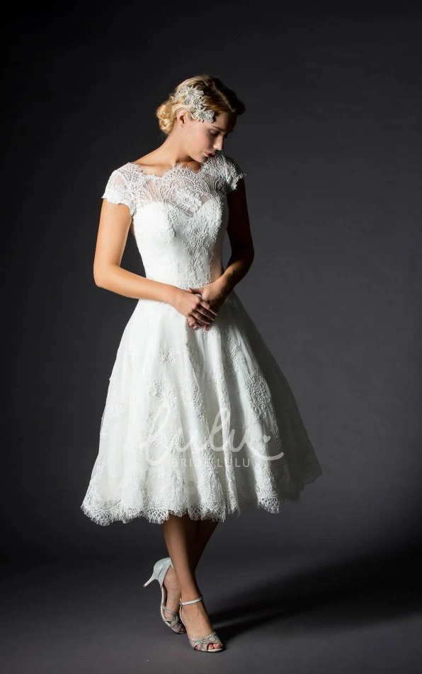 Jewel A-Line Mini Lace Dress with Appliques and Bell Sleeves
