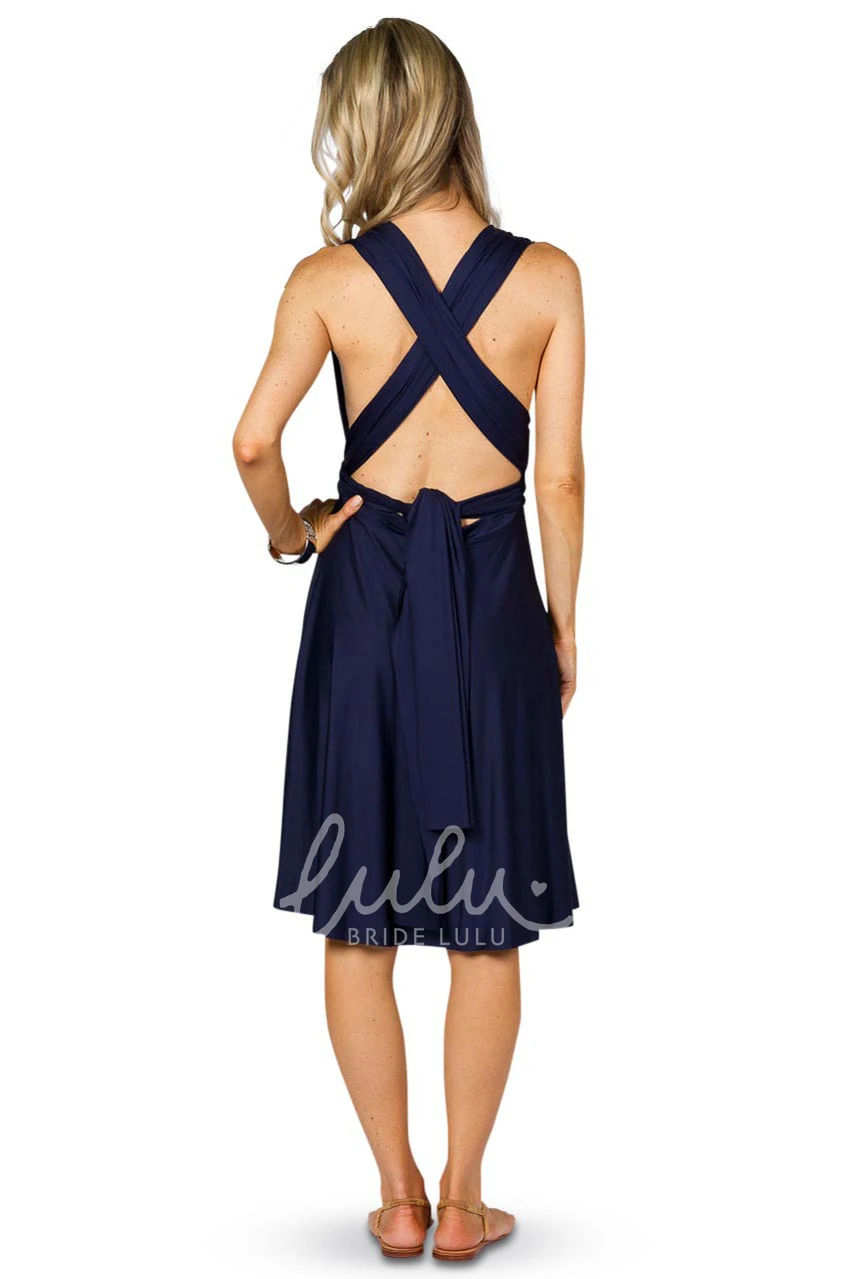 One-Shoulder Chiffon Bridesmaid Dress with Pleats Knee-Length Sleeveless