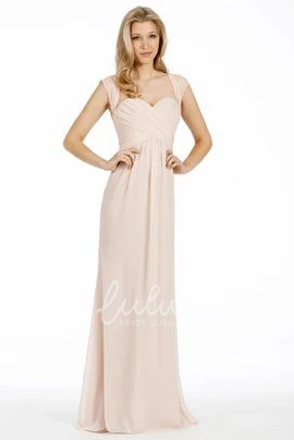Cap Sleeve Sweetheart Chiffon Bridesmaid Dress with Straps Elegant A-Line Floor-Length