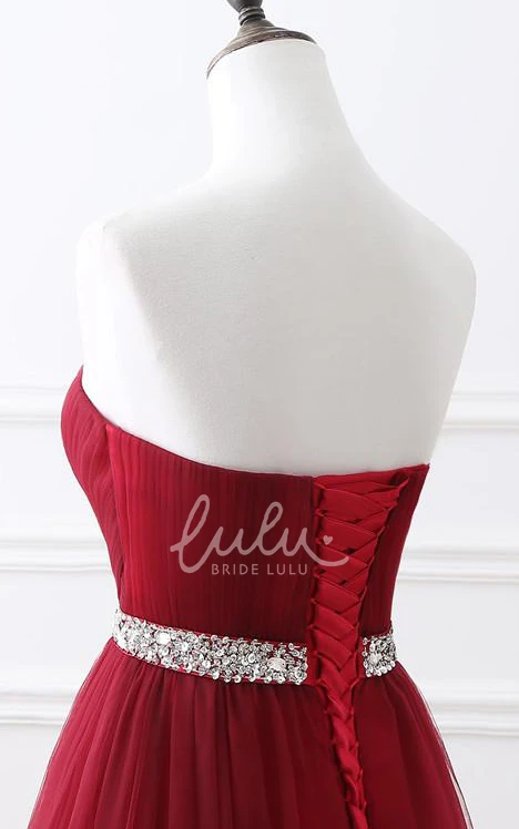 Romantic Corset Back Sleeveless Tulle Evening Dress with Beading and Pleats Unique