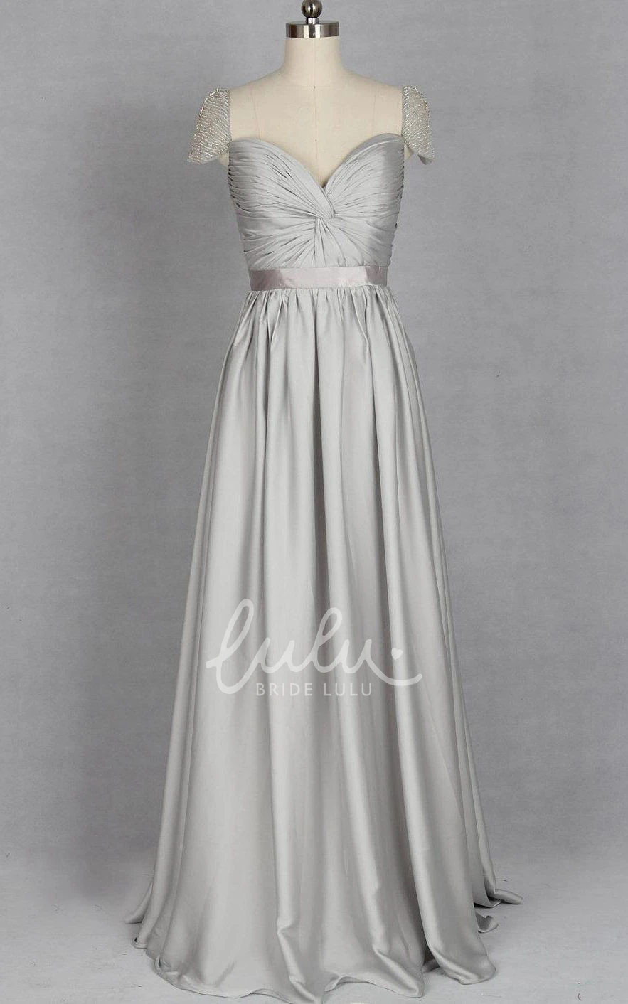 Mature A-Line V-neck Cap Sleeve Gown Elegant Chiffon and Satin Dress