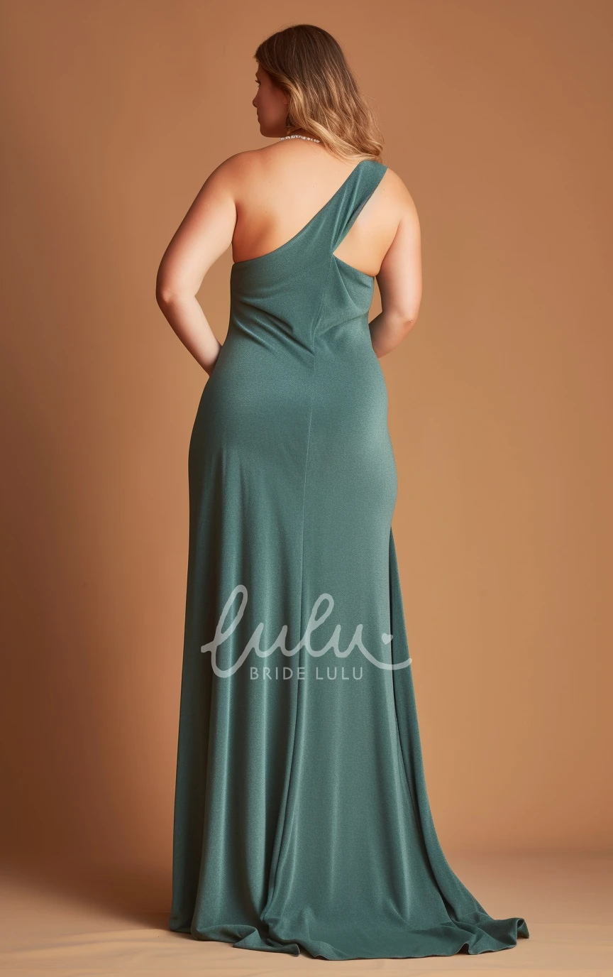 Elegant One-shoulder Plus Size Bridesmaid Dress Sleeveless Chiffon 2025