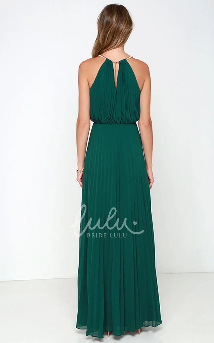 Pleated Chiffon Dress Long Sleeveless & Charming