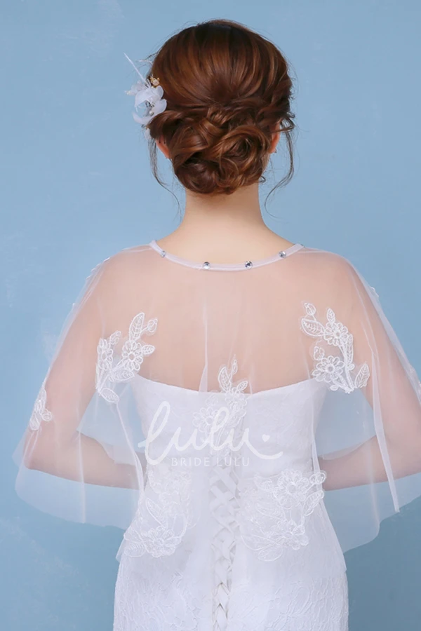 Lace Diamond Cape Round Neck Set Of White Shawl Wedding Dress New Unique Bridal Gown