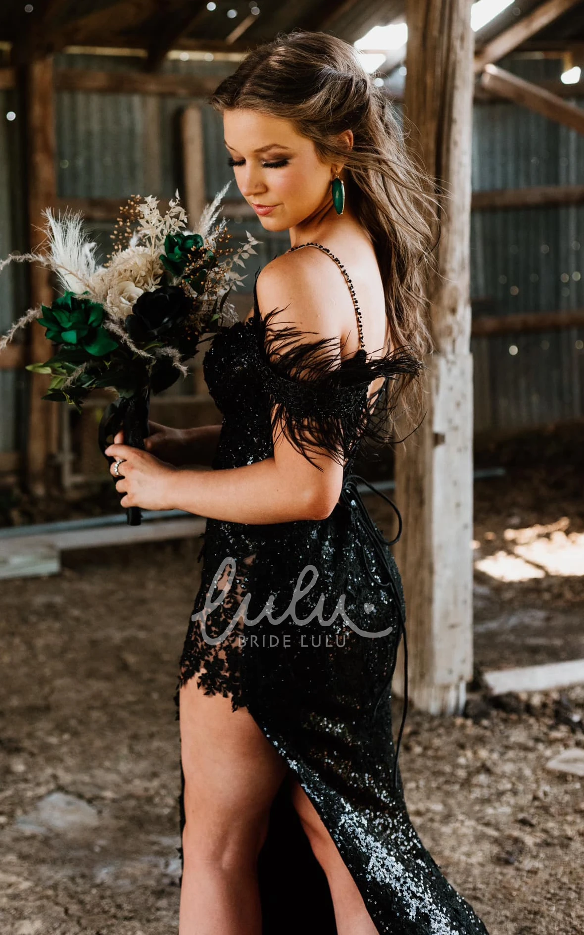 Sexy Modern Mermaid Sequin Spaghetti Evening Dress with Split Front and Train Prom Dress