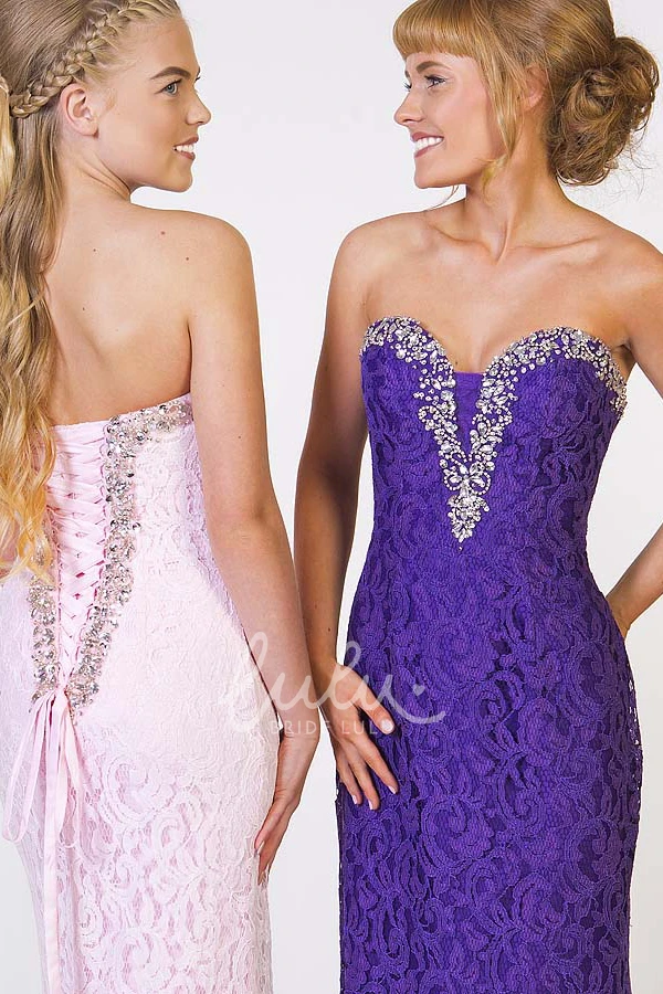 Beaded Lace Prom Dress A-Line Maxi Sleeveless Sweetheart