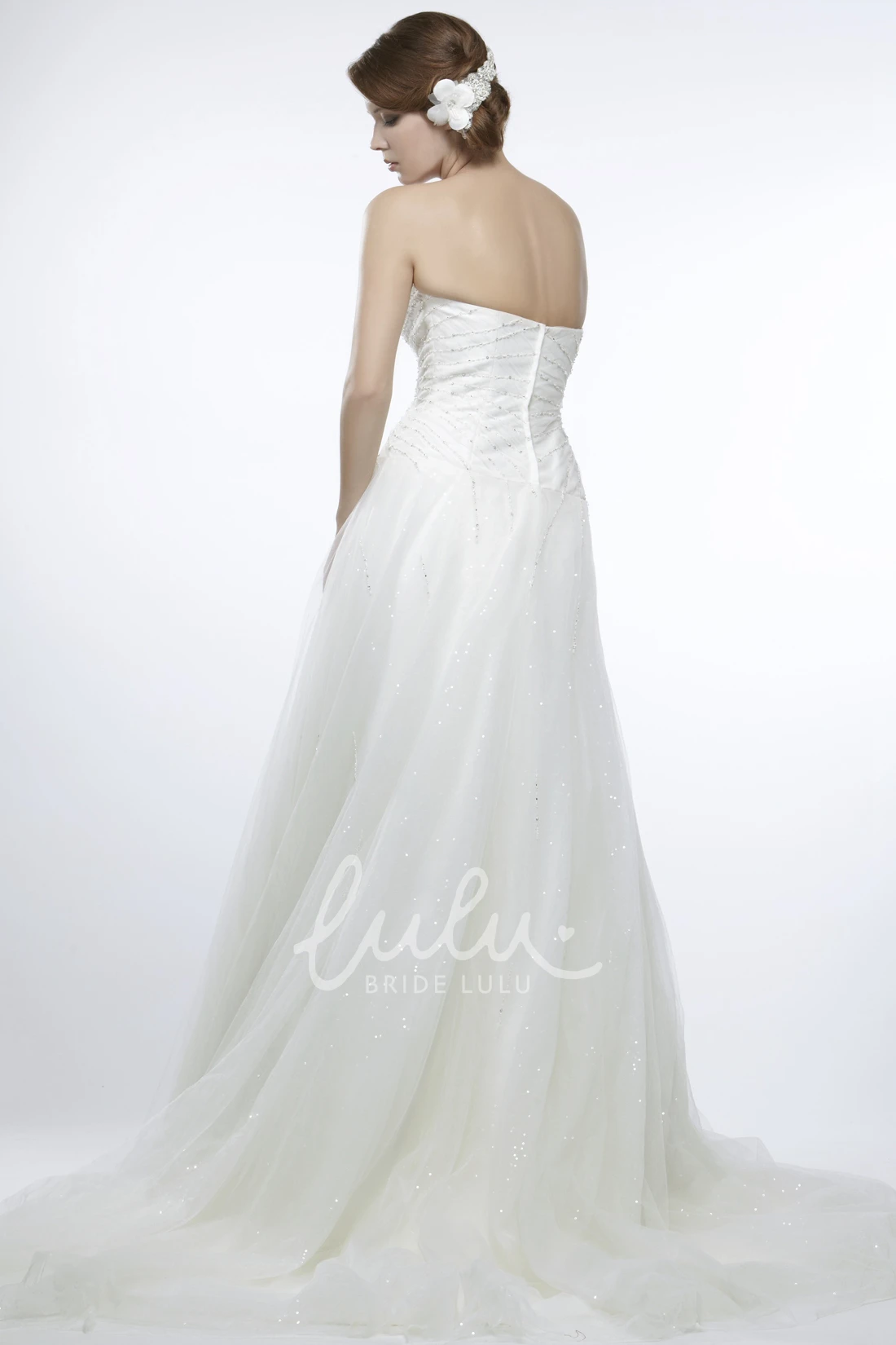 Sweetheart Beaded Tulle Wedding Dress A-Line Empire Maxi