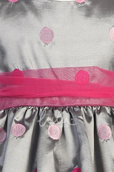 Cap-Sleeve Tulle & Taffeta Tea-Length Flower Girl Dress Modern Wedding Dress for Girls