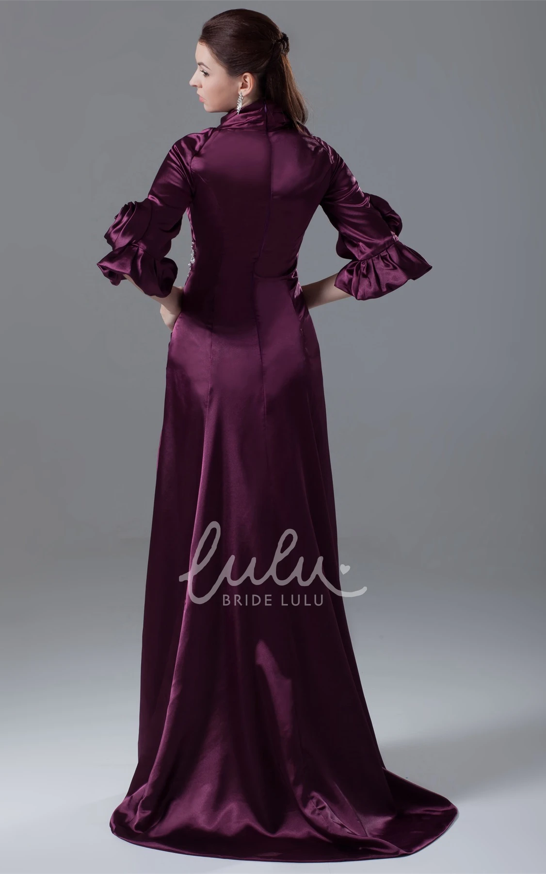 Long-Sleeve Formal Gown with Beading and Flower Modest & Classy