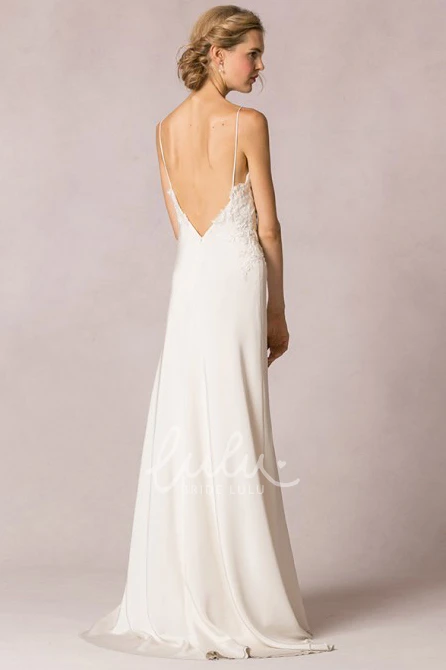 Spaghetti Strap Sheath Wedding Dress with Floor-Length