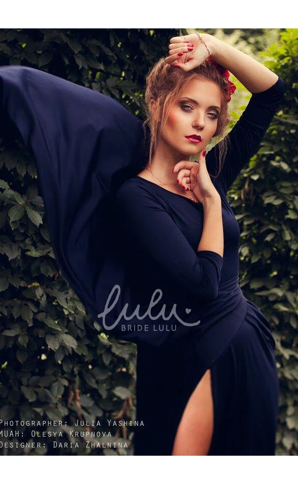 Full Skirt Emerald Green Long Bridesmaid Dress with Slit