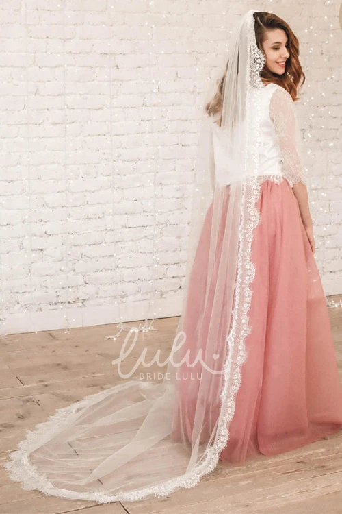 Lace Edge Romantic Tulle Wedding Veil Long Style