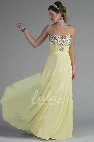 Crystal Chiffon Sweetheart Bridesmaid Dress with Bandage Long Bridesmaid Dress