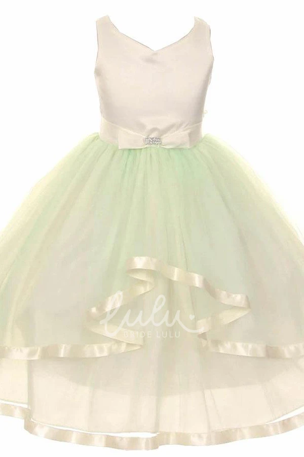 Peplum Tulle Flower Girl Dress Knee-Length Unique