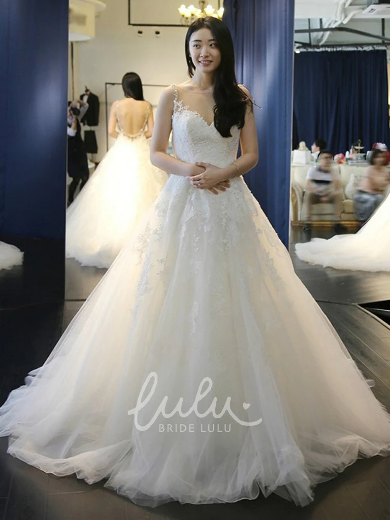 Sweetheart Lace Ball Gown Deep-V Back Wedding Dress Classy Bridal Gown