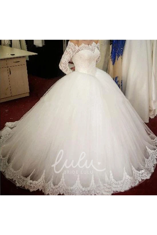 Off-shoulder Lace Tulle Wedding Dress Ball Gown Zipper 2025 Elegant