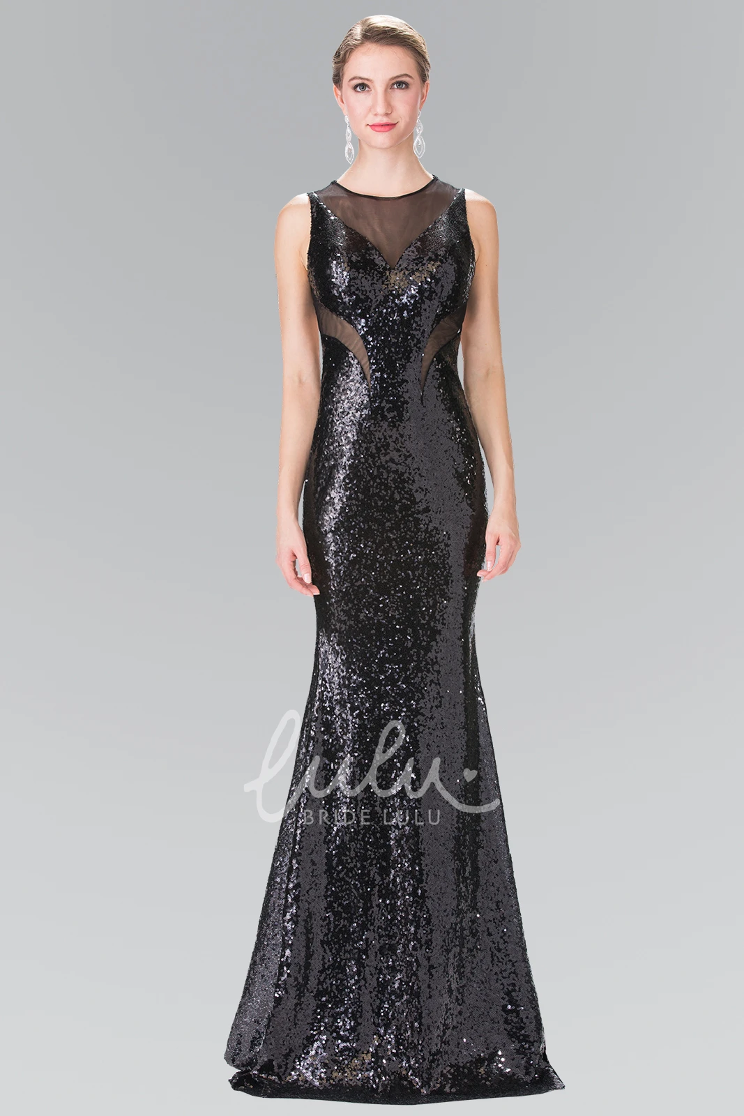Jewel-Neck Sequins Sleeveless Sheath Dress for Women