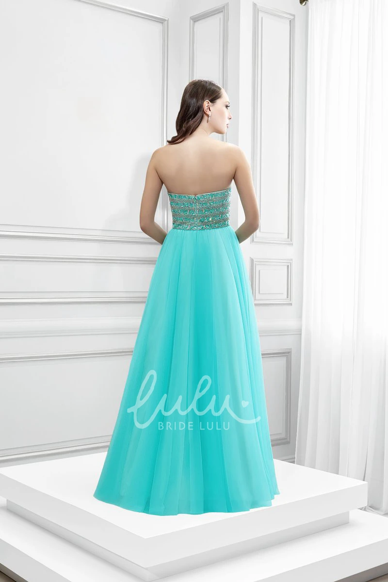 Sweetheart Beaded Tulle Prom Dress A-Line Maxi Style