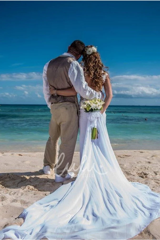 Lace Applique Mermaid Wedding Dress with Deep V-neckline