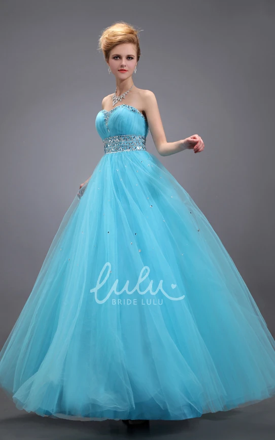 Empire Beaded Tulle Formal Dress with Pleats and Sweetheart Neckline