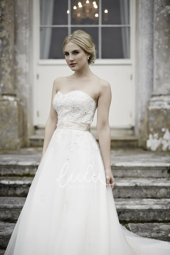 Strapless A-Line Wedding Dress with Appliques and Beading