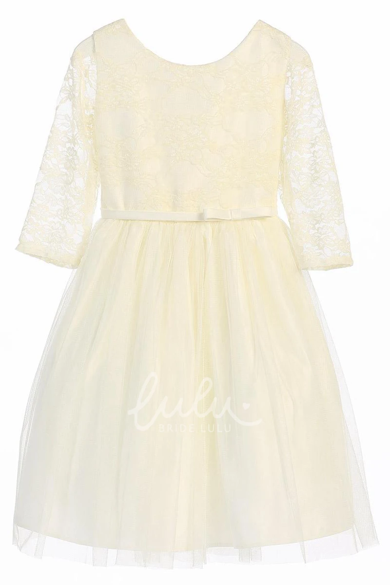 Bowed Satin Tea-Length Flower Girl Dress Cute and Stylish