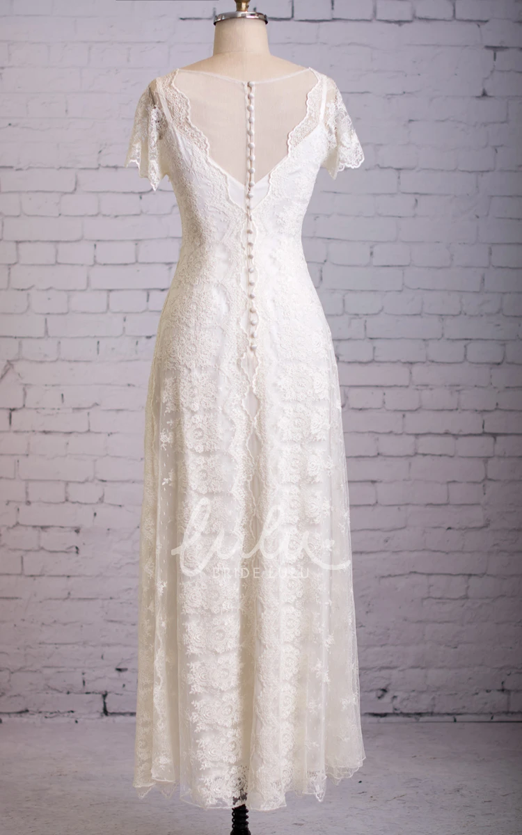 Cap-sleeved Lace Column Dress with Scalloped Neckline