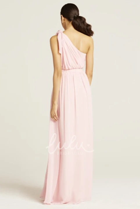 One-Shoulder Ruched Chiffon Bridesmaid Dress Sleeveless