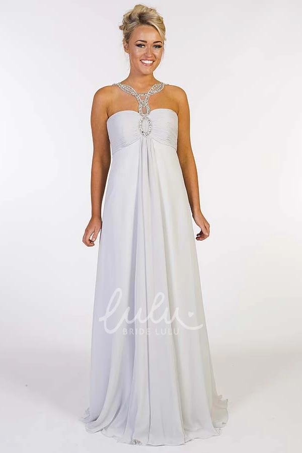 Empire Beaded A-Line Floor-Length Sweetheart Prom Dress with Ruching and Zipper Back Unique Chiffon Dress