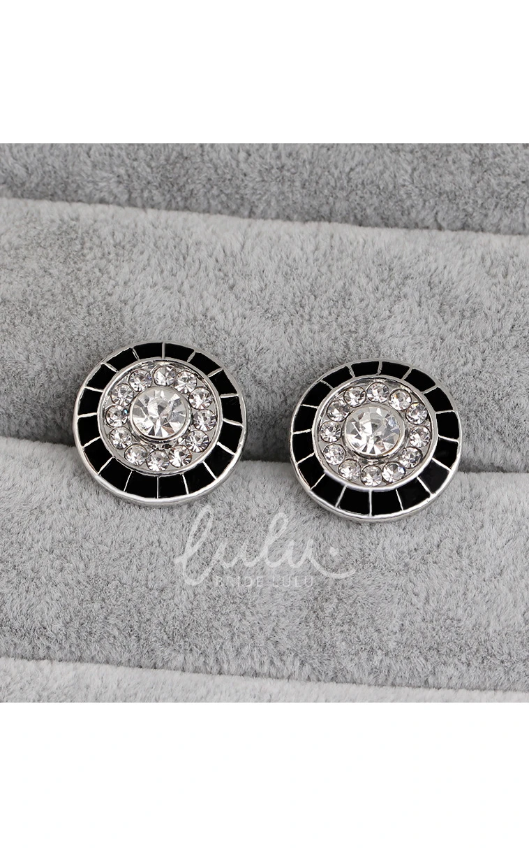 Round Alloy Cufflinks with Rhinestones