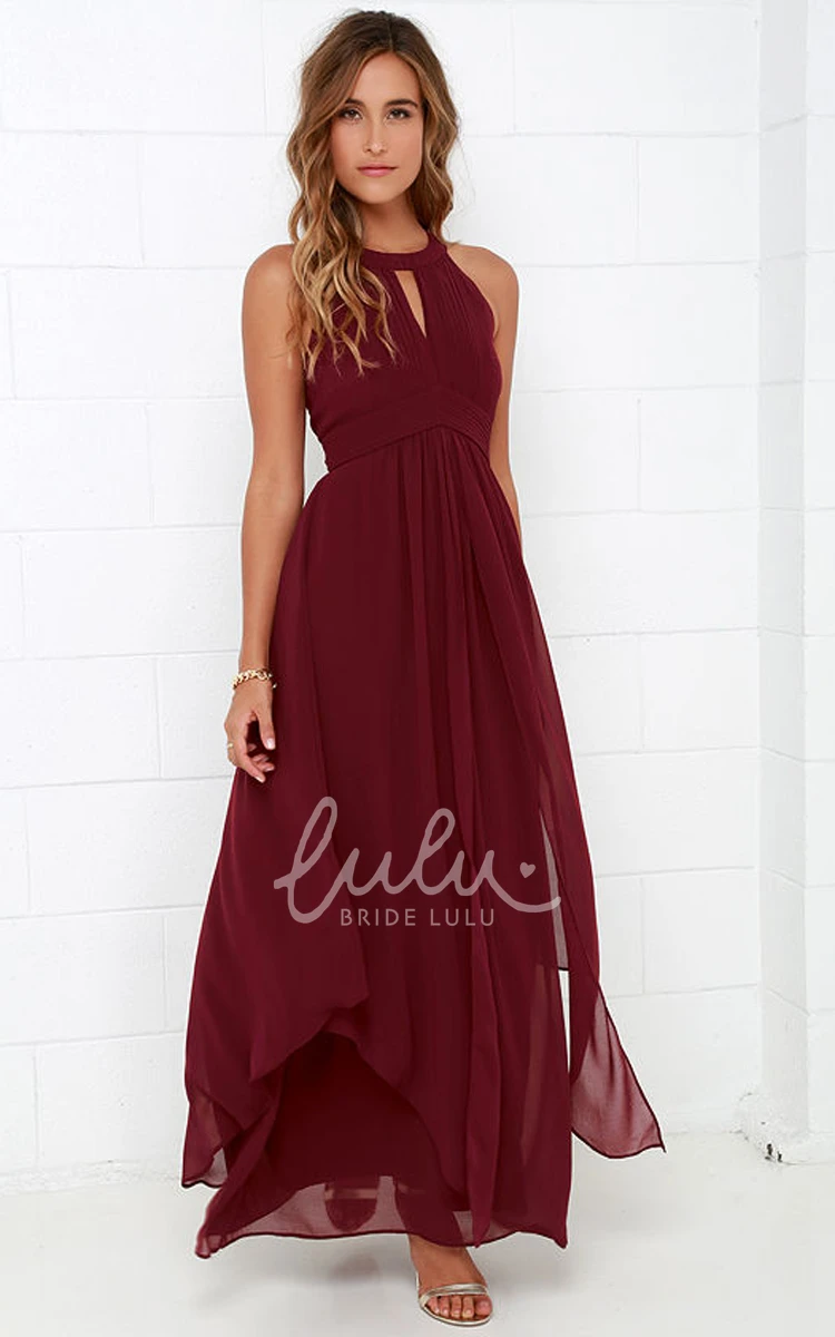 Empire Halter Sleeveless Bridesmaid Dress with Brilliant Beading