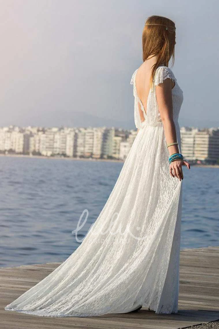 Backless Applique Lace Wedding Dress