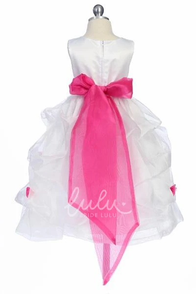 Ruched Organza Flower Girl Dress Tea-Length Spring Wedding Dress